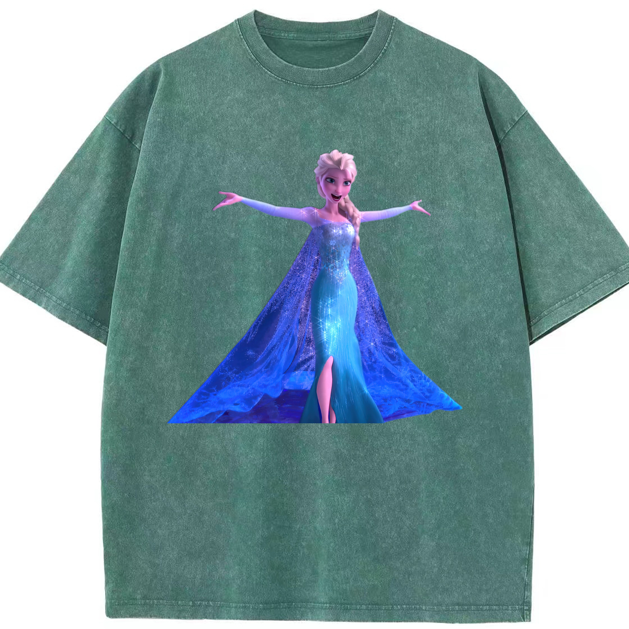 （画像用） アナと雪の女王 アンナ エルサ Frozen Anna Elsa 綿100% ヴィンテージ風 半袖Tシャツ（フロントプリント）